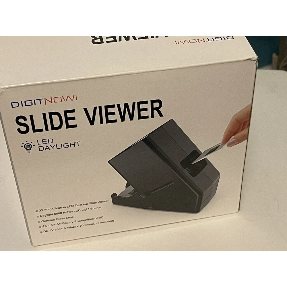 Rybozen 35mm Slide Viewer LED Daylight 3X Magnification AA Battery Powered Desk